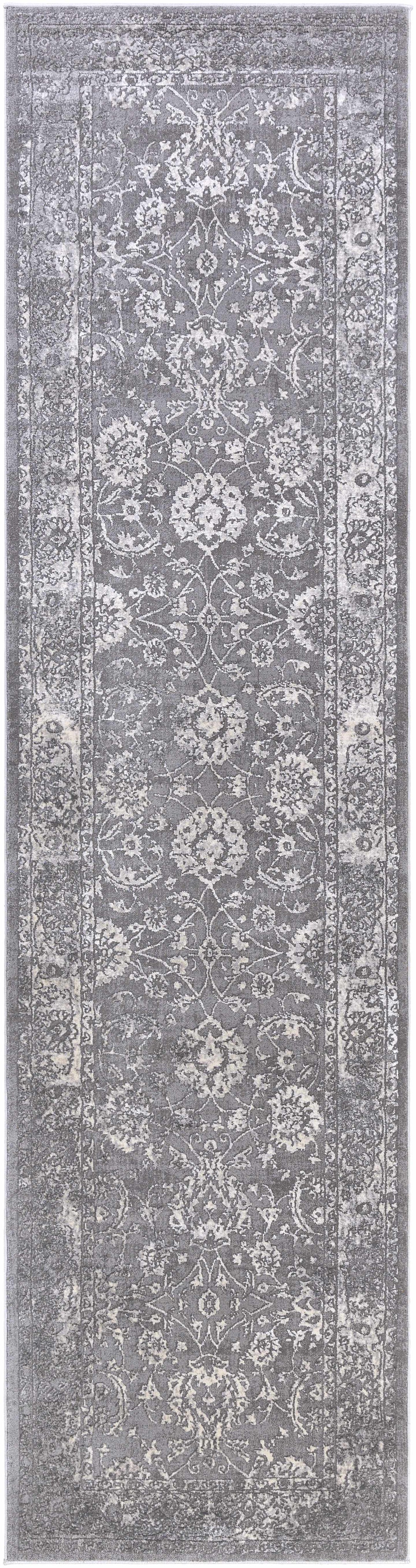 Benavides Gray And Ivory Traditional Floral Design Area Rug