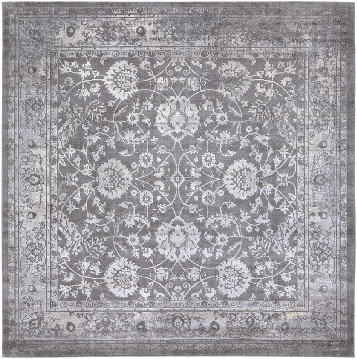 Benavides Gray And Ivory Traditional Floral Design Area Rug
