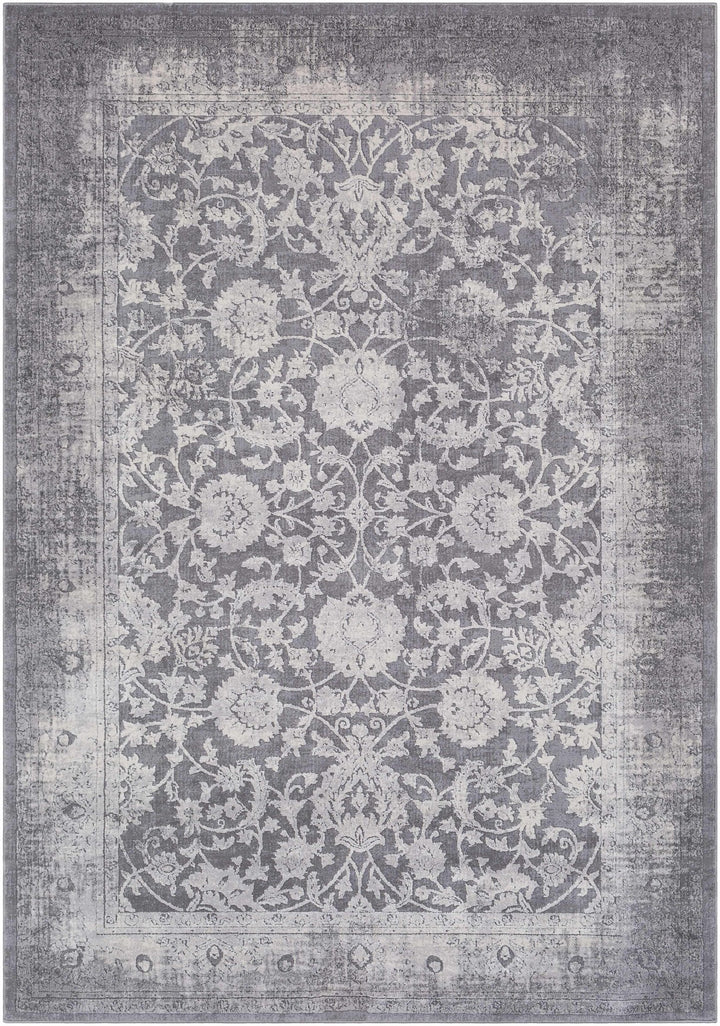 Benavides Gray And Ivory Traditional Floral Design Area Rug - The Rug Decor