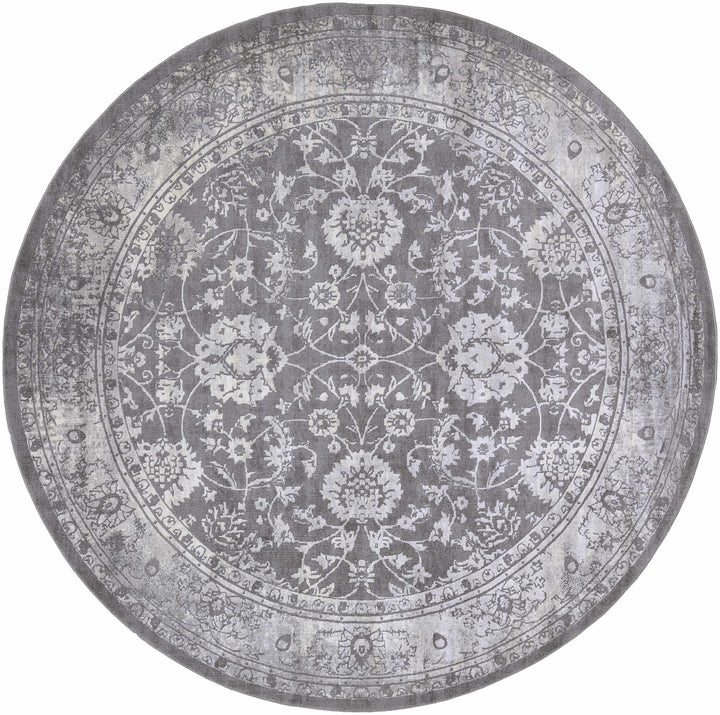 Benavides Gray And Ivory Traditional Floral Design Area Rug - The Rug Decor