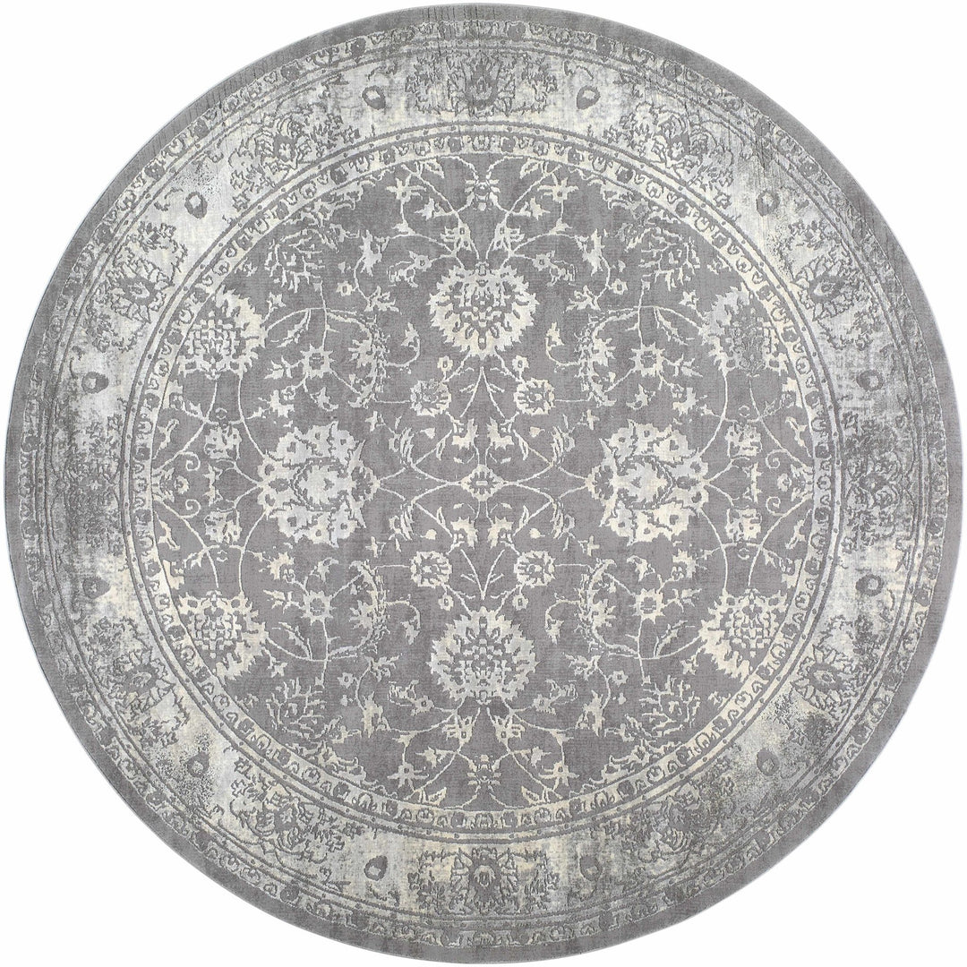 Benavides Gray And Ivory Traditional Floral Design Area Rug - The Rug Decor