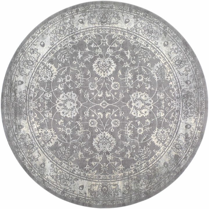 Benavides Gray And Ivory Traditional Floral Design Area Rug - The Rug Decor