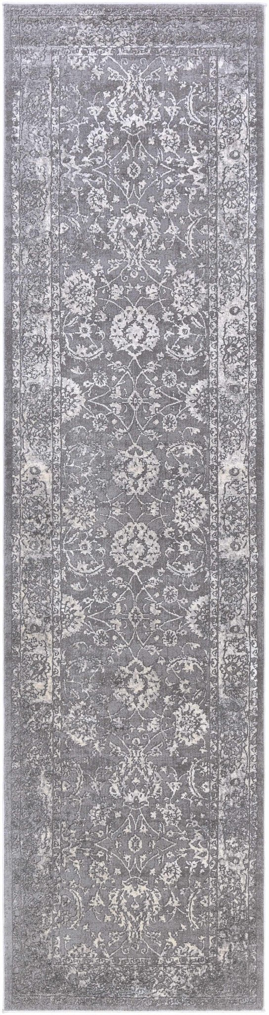 Benavides Gray And Ivory Traditional Floral Design Area Rug - The Rug Decor