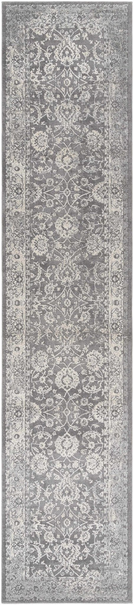 Benavides Gray And Ivory Traditional Floral Design Area Rug - The Rug Decor