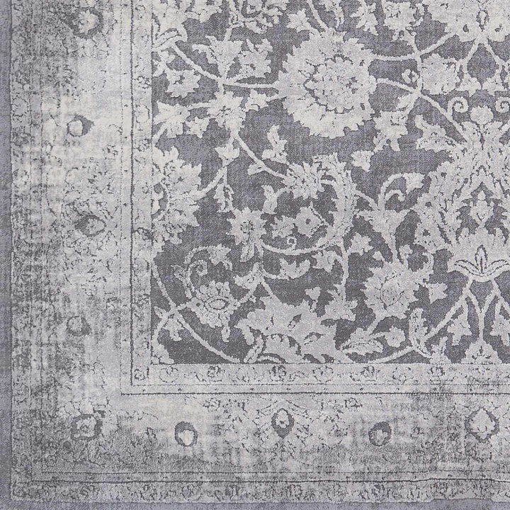 Benavides Gray And Ivory Traditional Floral Design Area Rug - The Rug Decor
