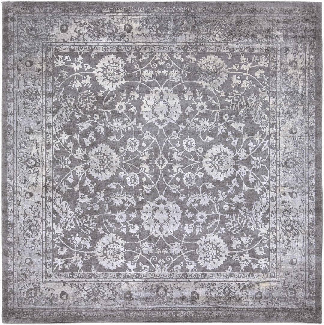 Benavides Gray And Ivory Traditional Floral Design Area Rug - The Rug Decor