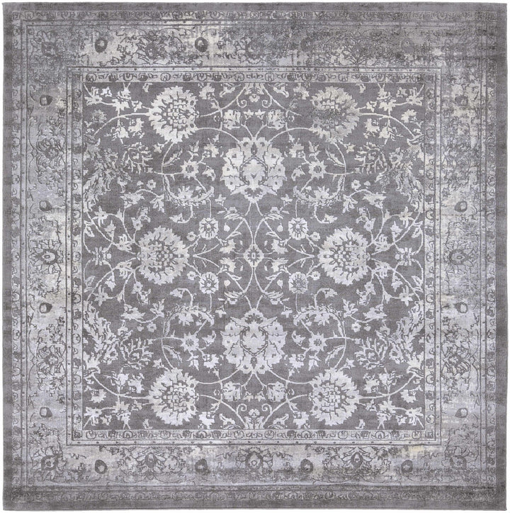 Benavides Gray And Ivory Traditional Floral Design Area Rug - The Rug Decor
