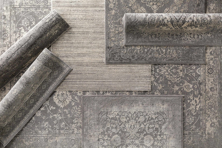 Benavides Gray And Ivory Traditional Floral Design Area Rug - The Rug Decor