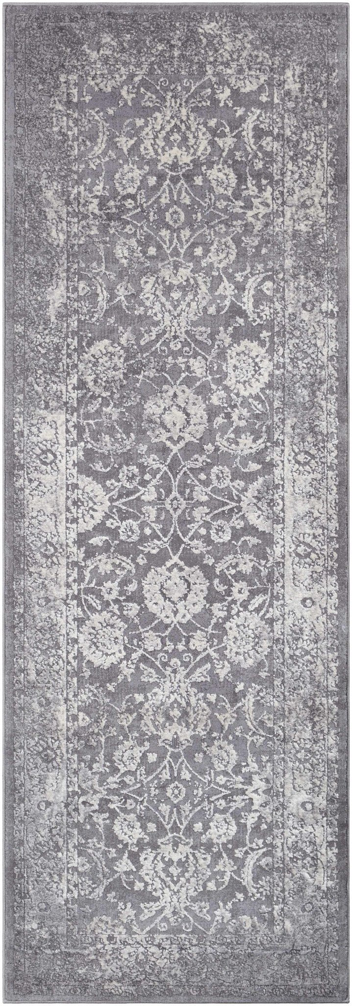 Benavides Gray And Ivory Traditional Floral Design Area Rug - The Rug Decor