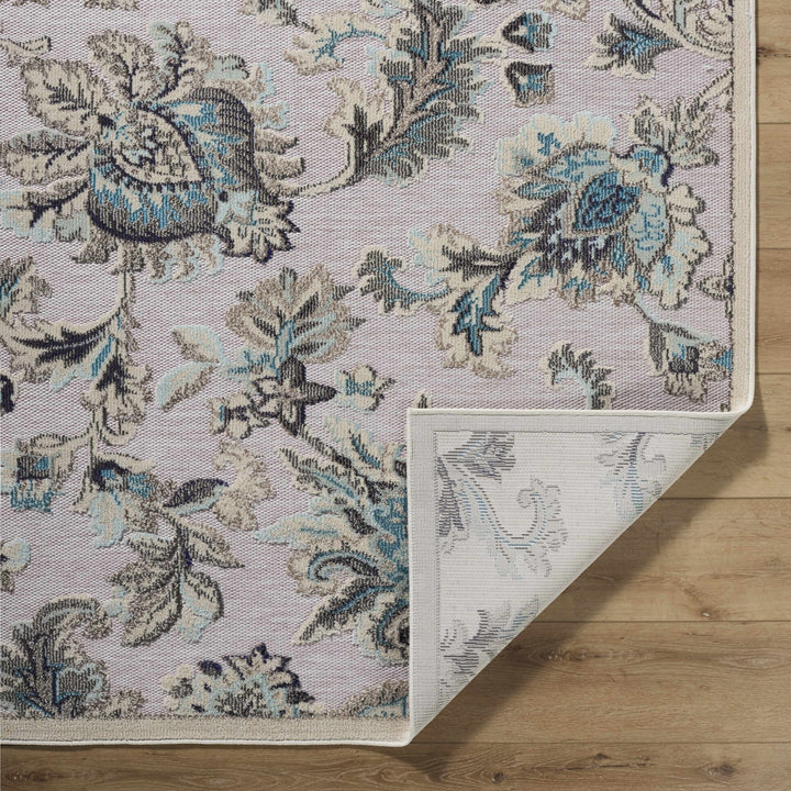 Benita Traditional Floral Gray And Teal Outdoor Area Rug - The Rug Decor