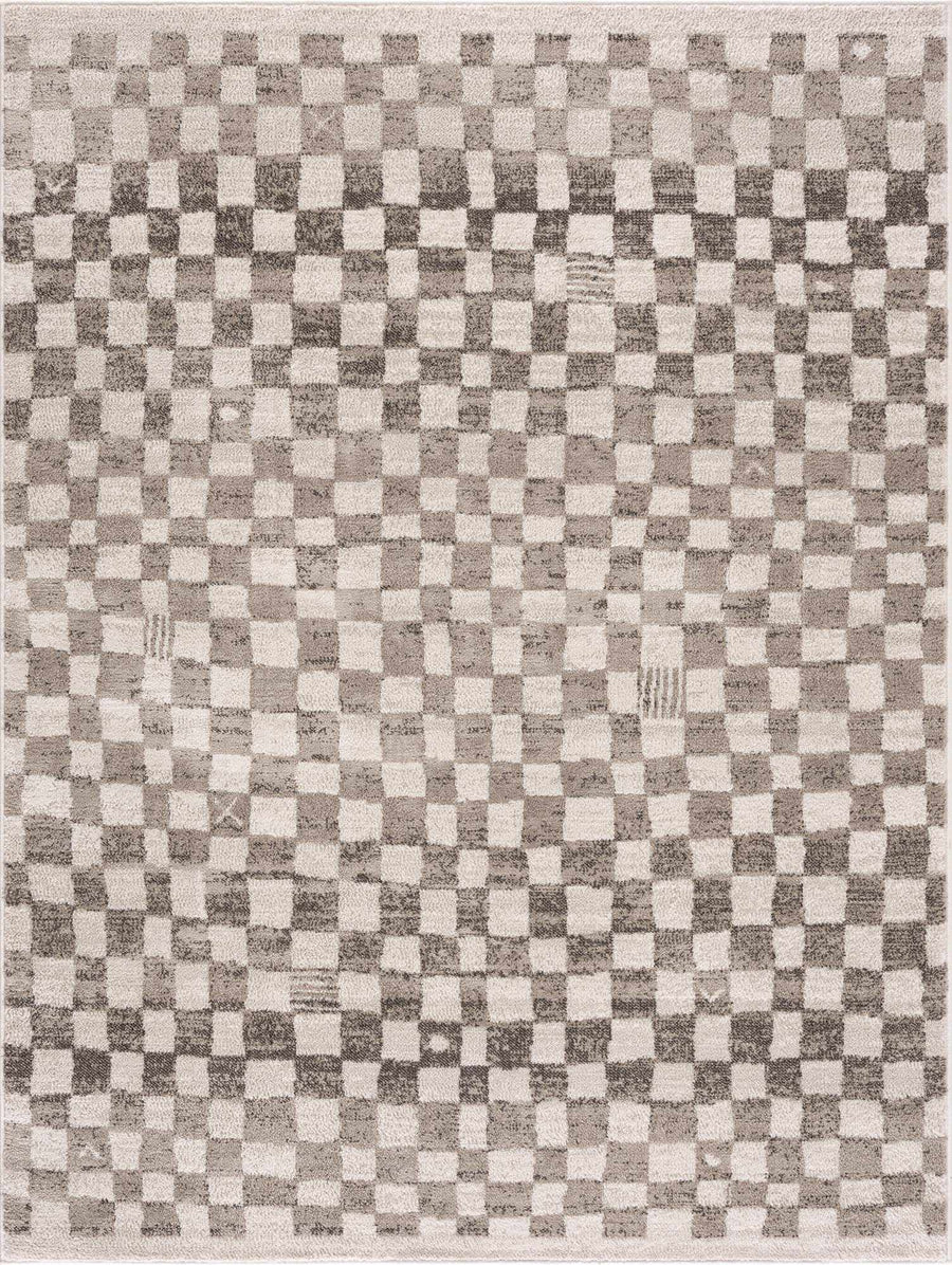 Benjy Contemporary Geometrical Ivory And Taupe Rug - The Rug Decor