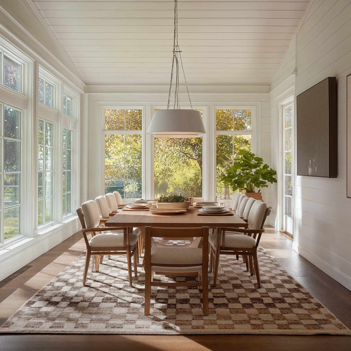 Benjy Modern Checkered Pattern Cream & Gold Rug