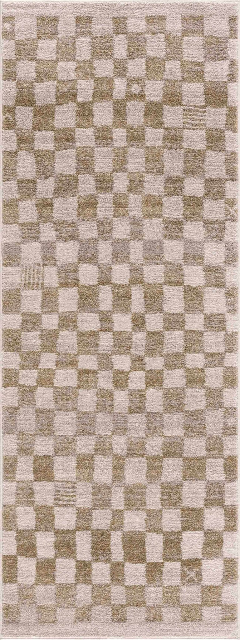 Benjy Modern Checkered Pattern Cream & Gold Rug - The Rug Decor