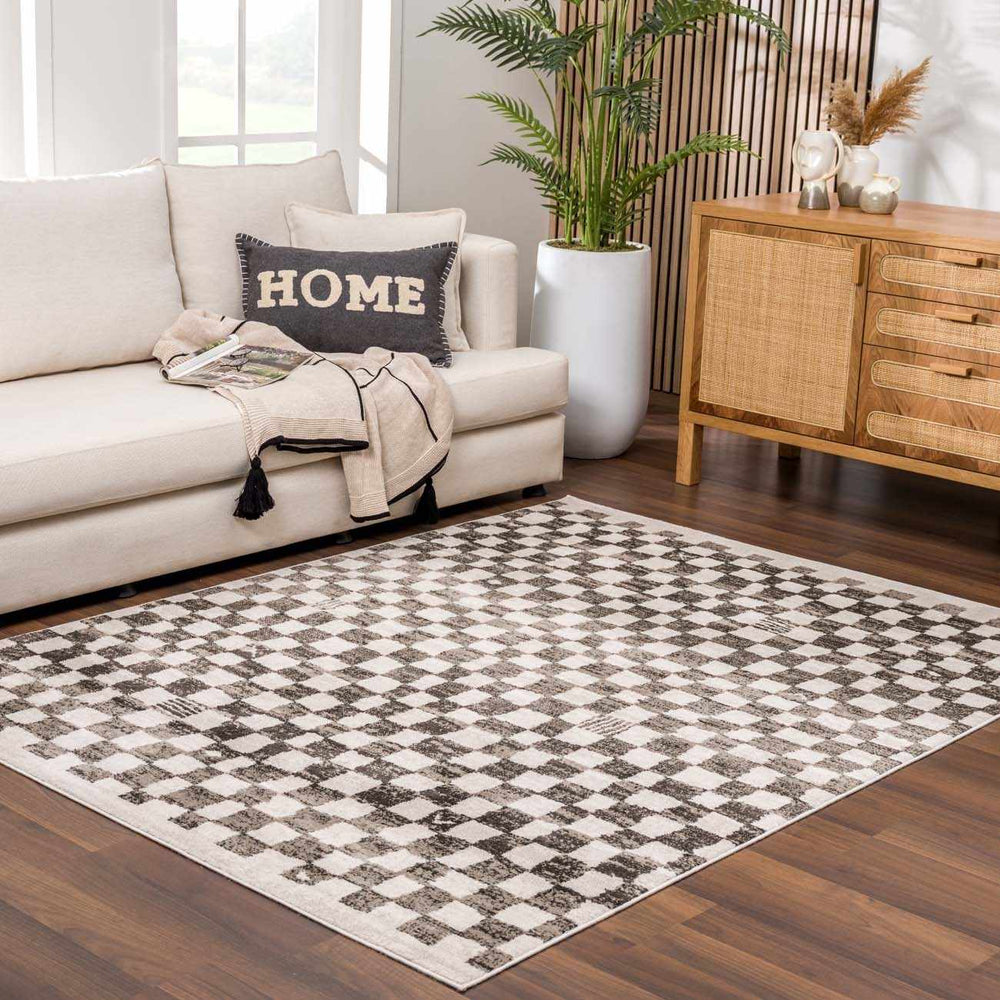 Benjy Modern Geometrical Beige And Charcoal Rug - The Rug Decor
