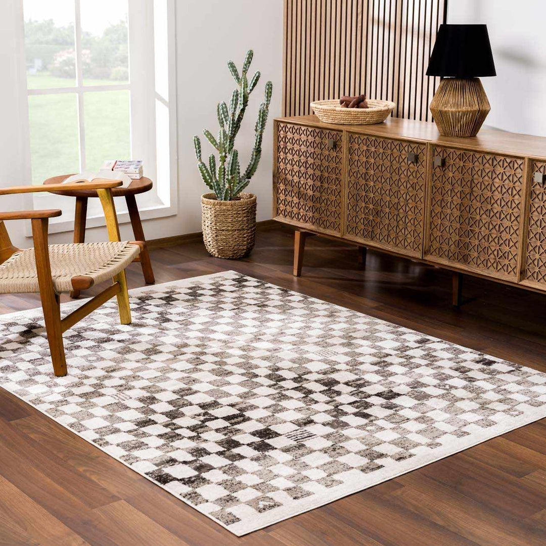 Benjy Modern Geometrical Beige And Charcoal Rug - The Rug Decor