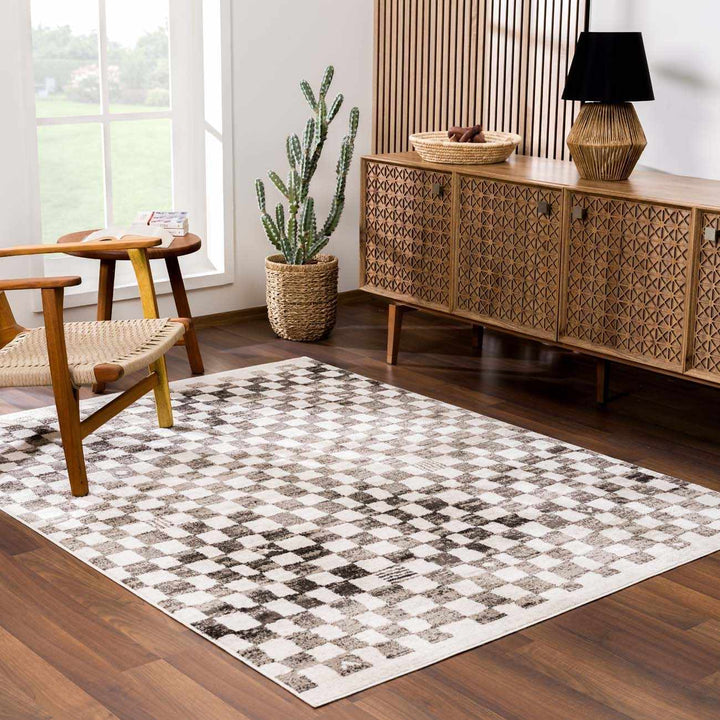 Benjy Modern Geometrical Beige And Charcoal Rug - The Rug Decor