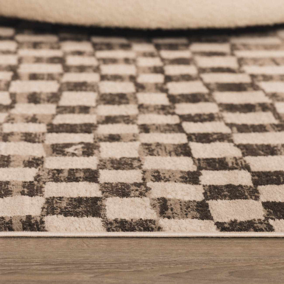 Benjy Modern Geometrical Beige And Charcoal Rug - The Rug Decor