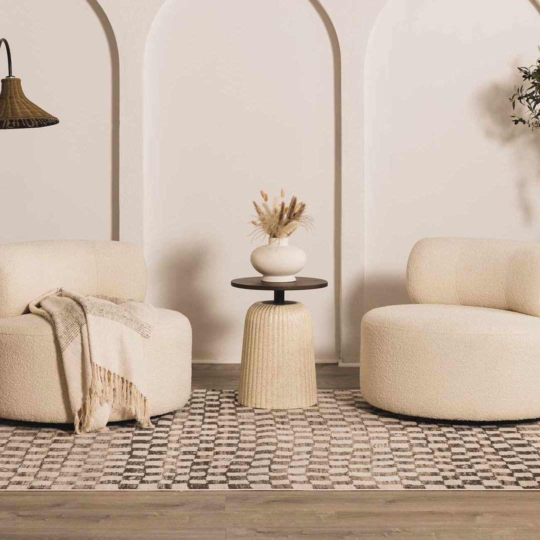 Benjy Modern Geometrical Beige And Charcoal Rug - The Rug Decor