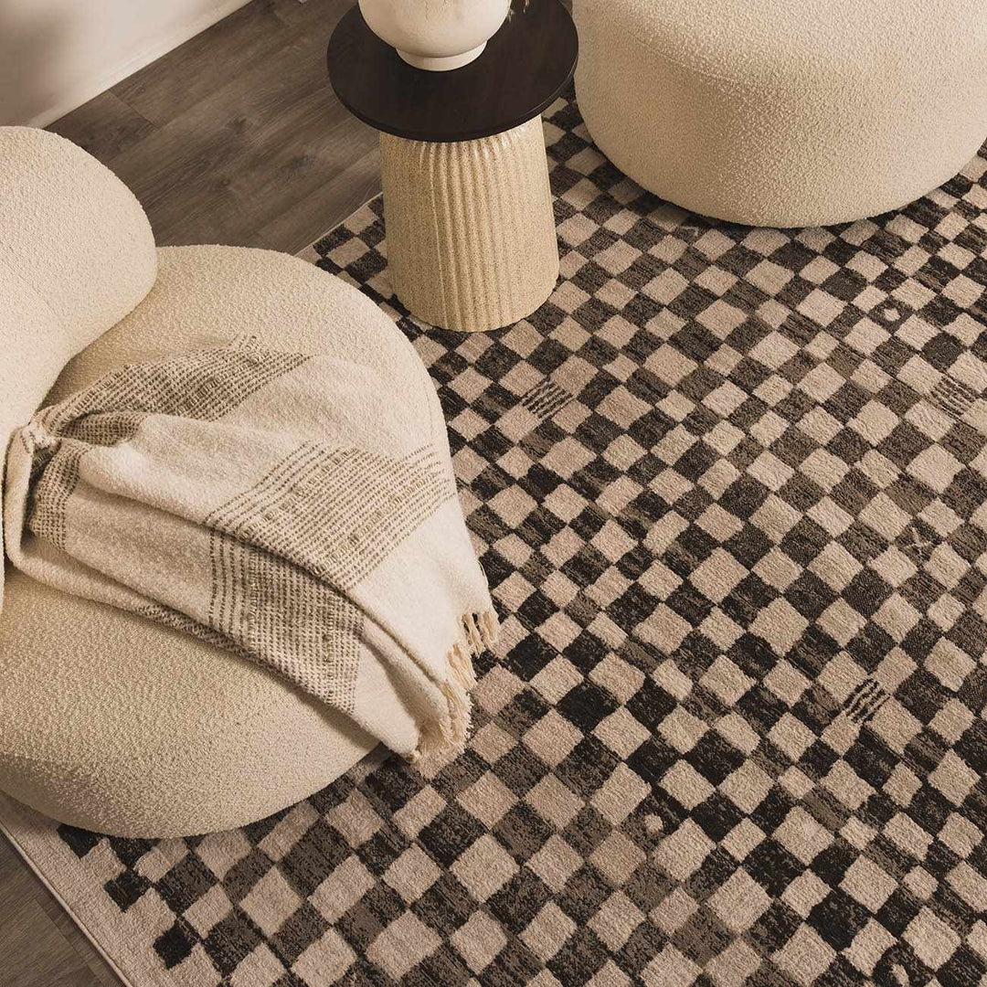 Benjy Modern Geometrical Beige And Charcoal Rug - The Rug Decor