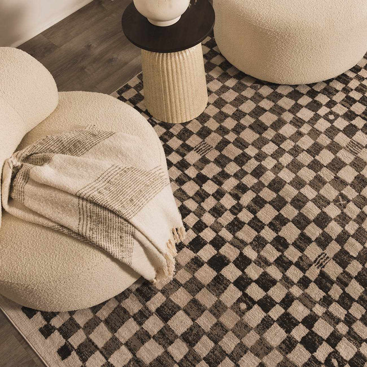 Benjy Modern Geometrical Beige And Charcoal Rug - The Rug Decor