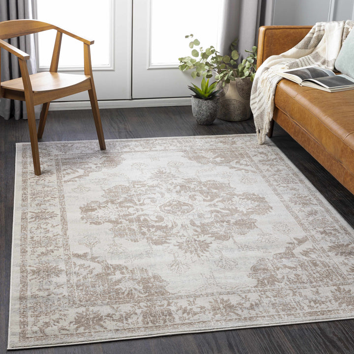 Benkelman Traditional Style Ivory And Beige Area Rug