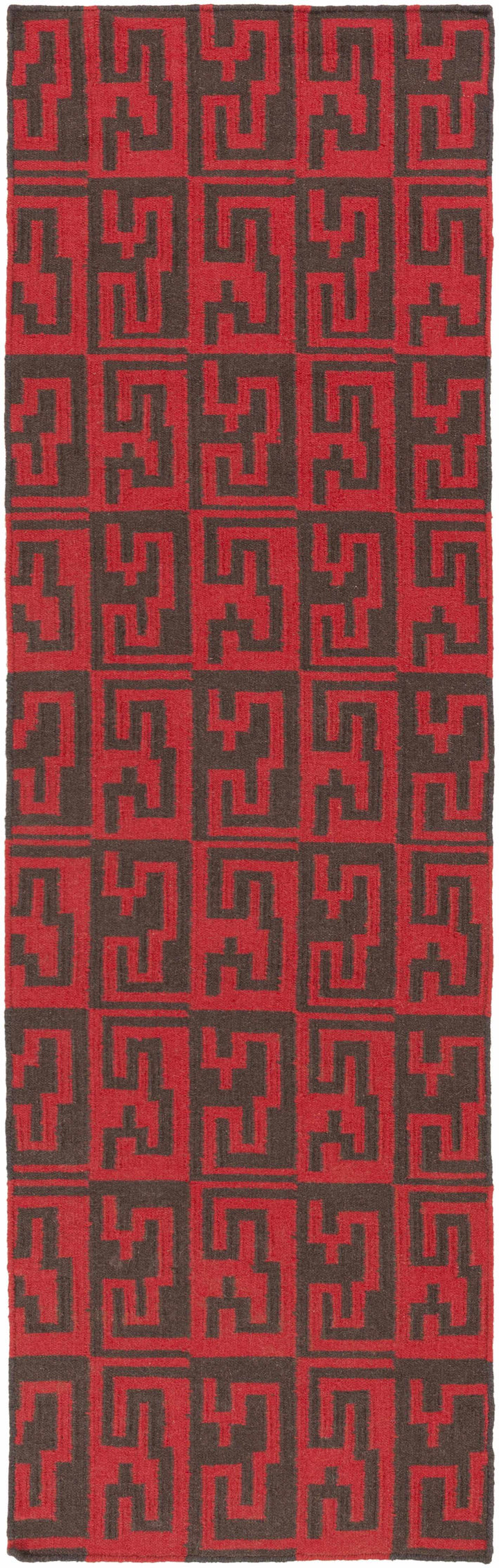 Benllech Modern Geometrical Red Hand Woven Wool Area Rug