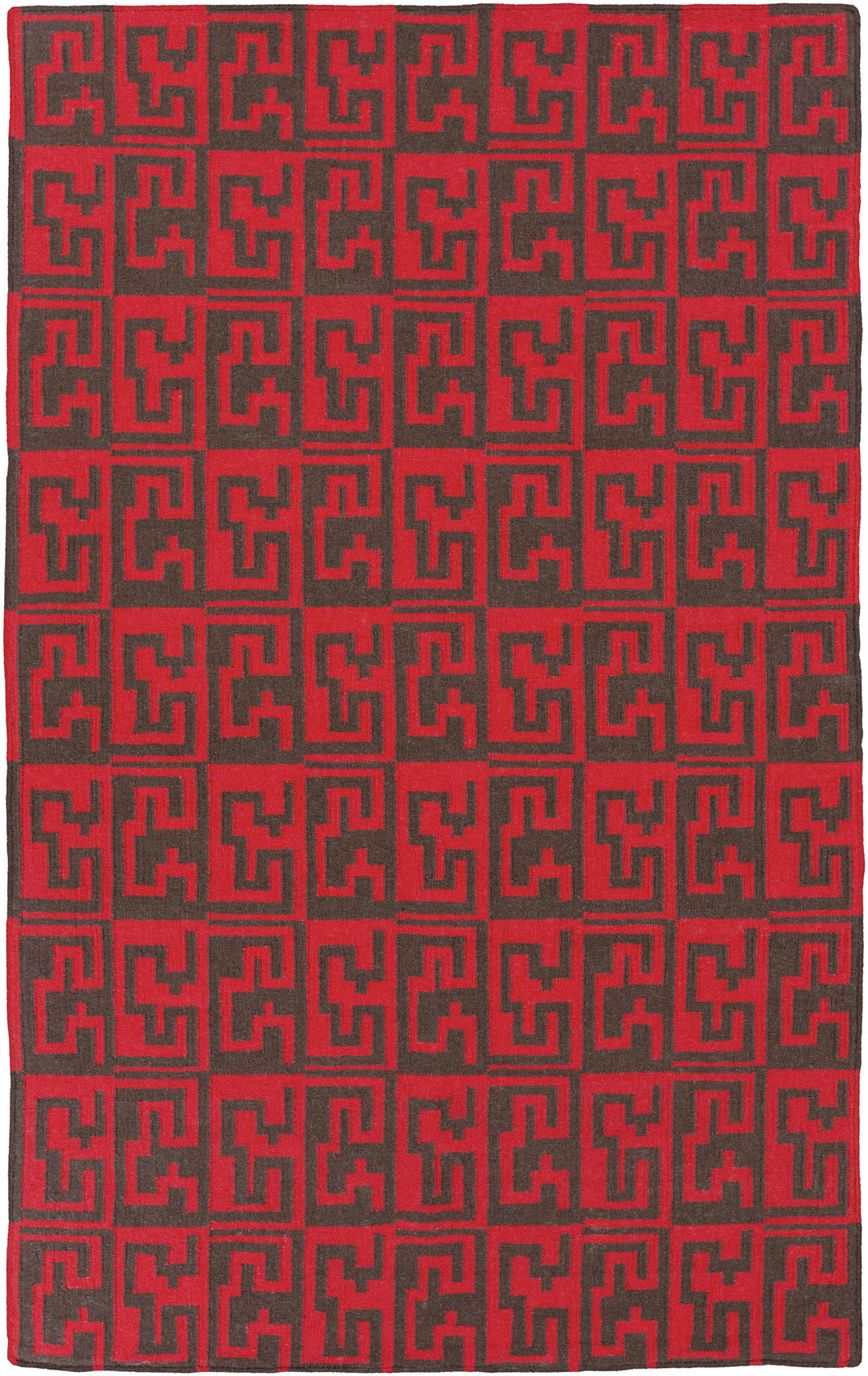 Benllech Modern Geometrical Red Hand Woven Wool Area Rug