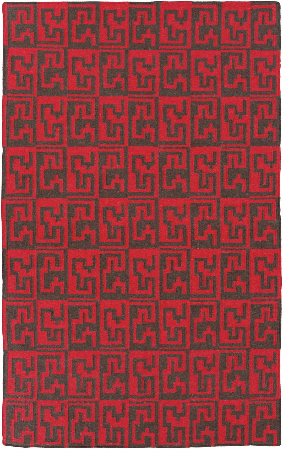Benllech Modern Geometrical Red Hand Woven Wool Area Rug - The Rug Decor