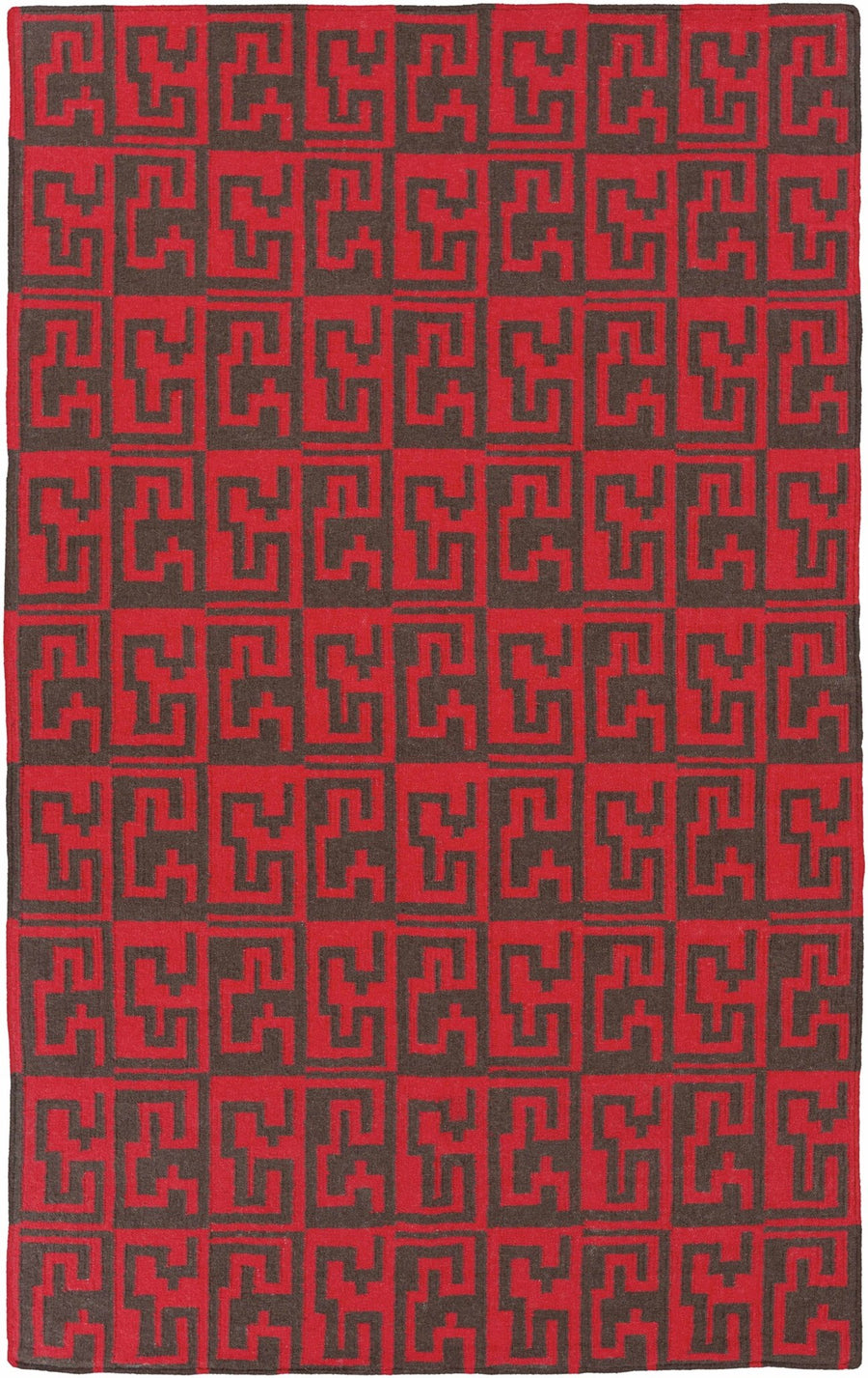 Benllech Modern Geometrical Red Hand Woven Wool Area Rug - The Rug Decor