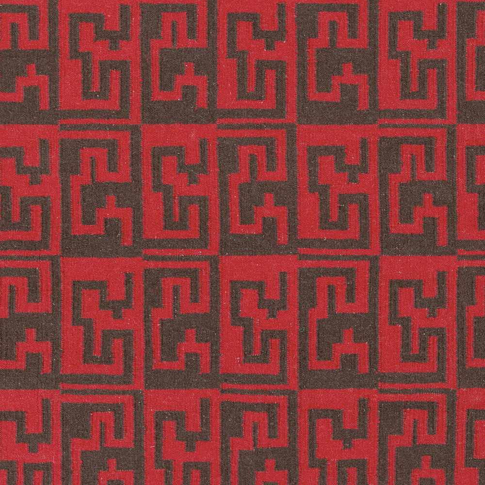 Benllech Modern Geometrical Red Hand Woven Wool Area Rug - The Rug Decor