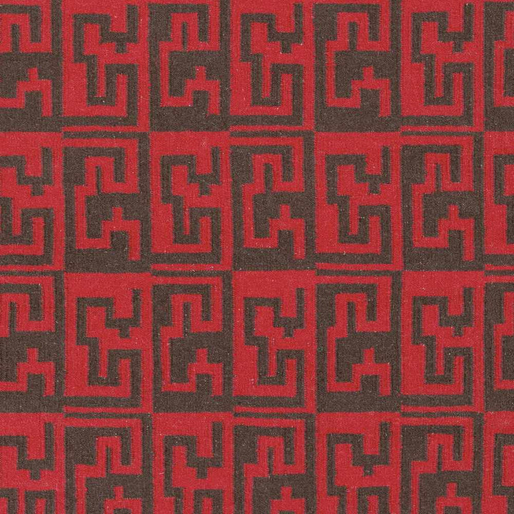 Benllech Modern Geometrical Red Hand Woven Wool Area Rug - The Rug Decor