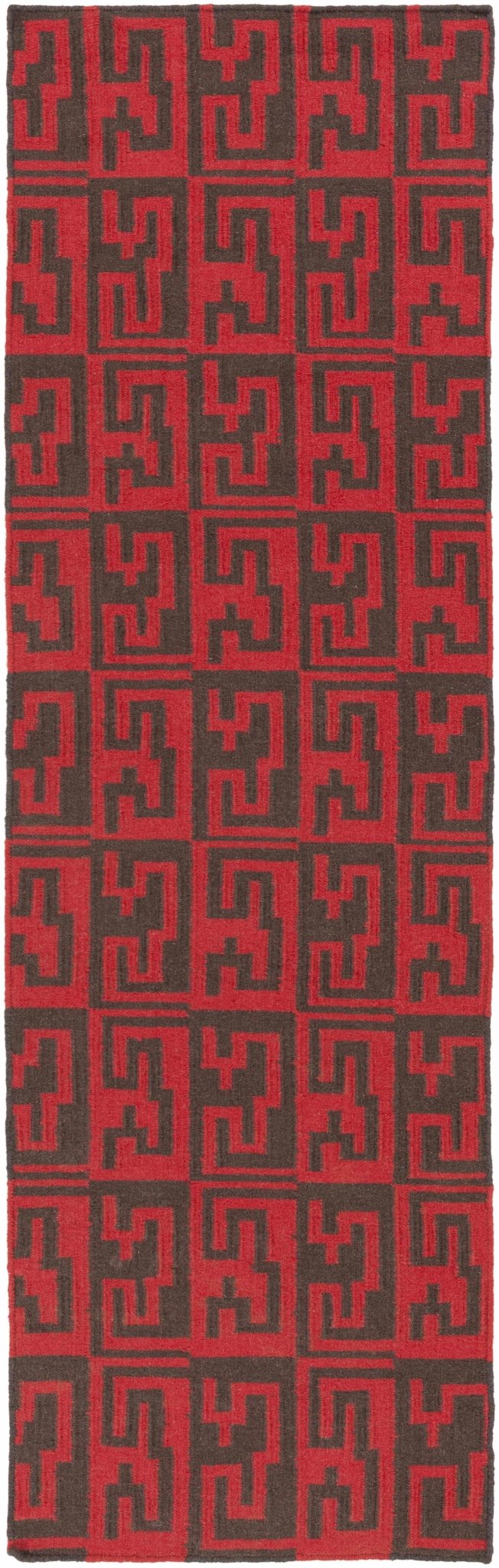 Benllech Modern Geometrical Red Hand Woven Wool Area Rug - The Rug Decor