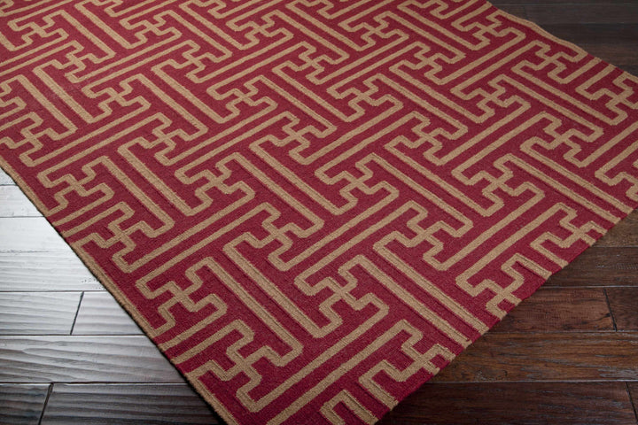 Bentonville Contemporary Style Maroon Hand Woven Wool Area Rug