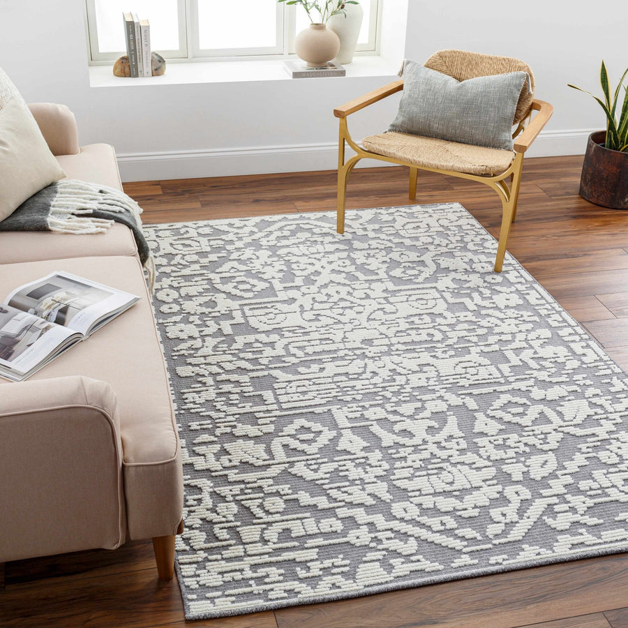 Beren Traditional Gray And Ivory Area Rug - The Rug Decor