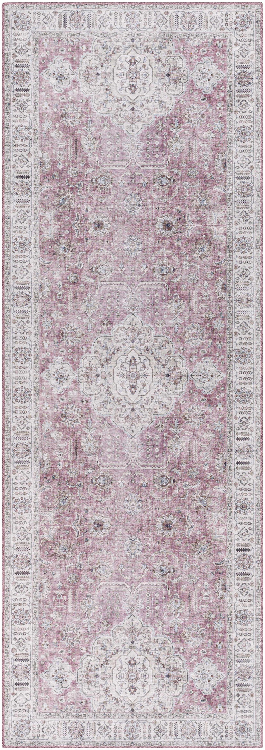 Bergman Traditional Style Pink And Ivory Area Rug