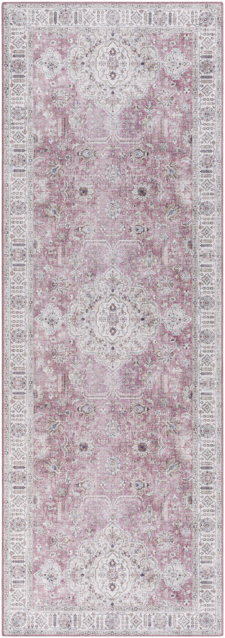 Bergman Traditional Style Pink And Ivory Area Rug