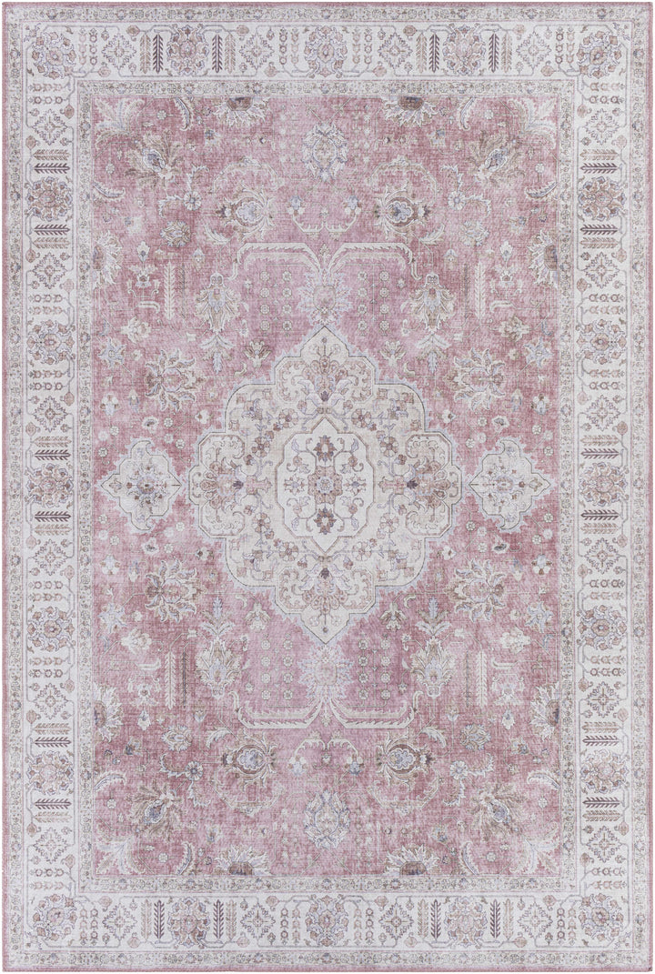 Bergman Traditional Style Pink And Ivory Area Rug