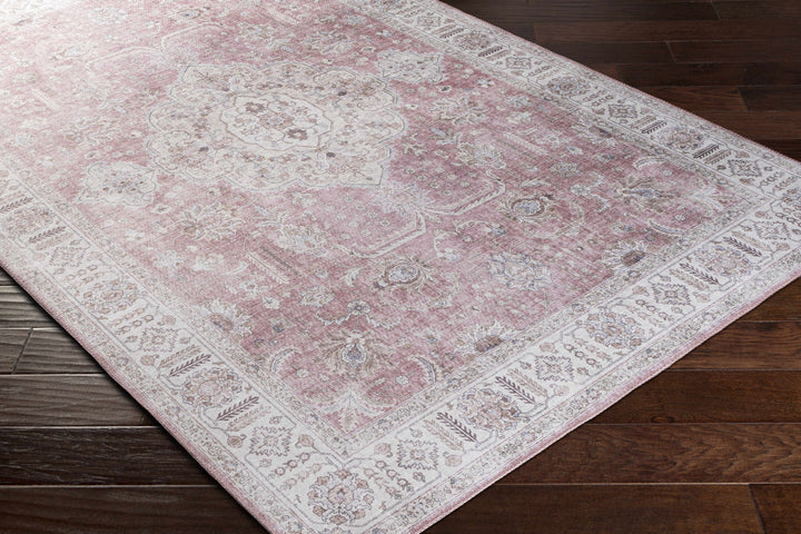 Bergman Traditional Style Pink And Ivory Area Rug