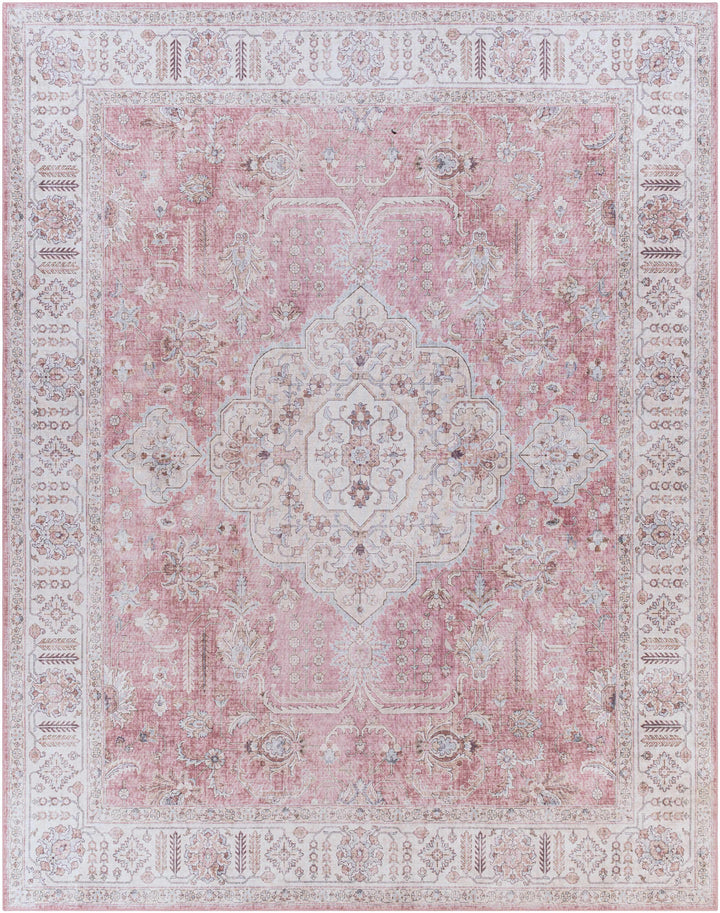 Bergman Traditional Style Pink And Ivory Area Rug
