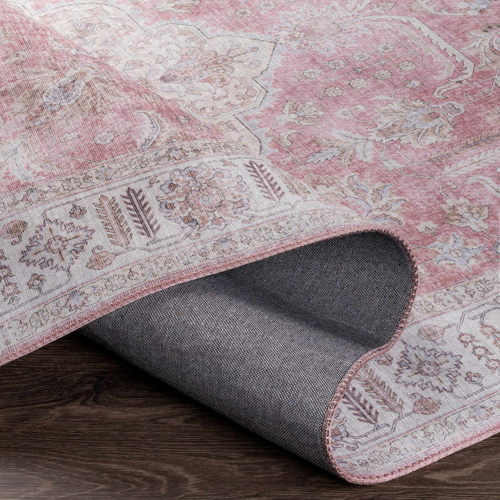 Bergman Traditional Style Pink And Ivory Area Rug