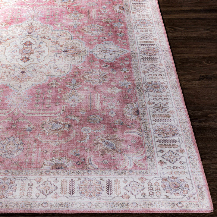 Bergman Traditional Style Pink And Ivory Area Rug
