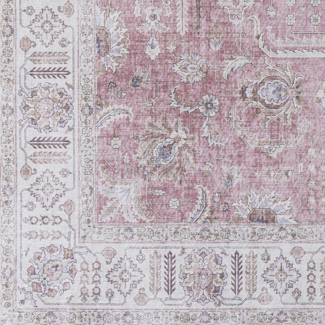 Bergman Traditional Style Pink And Ivory Area Rug