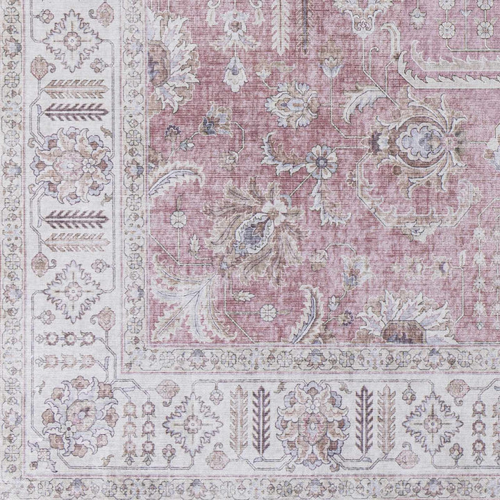 Bergman Traditional Style Pink And Ivory Area Rug