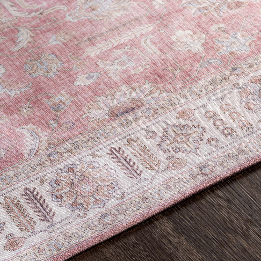 Bergman Traditional Style Pink And Ivory Area Rug