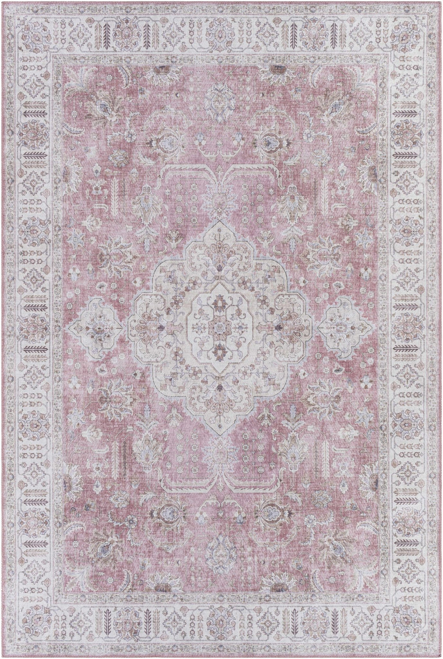 Bergman Traditional Style Pink And Ivory Area Rug - The Rug Decor