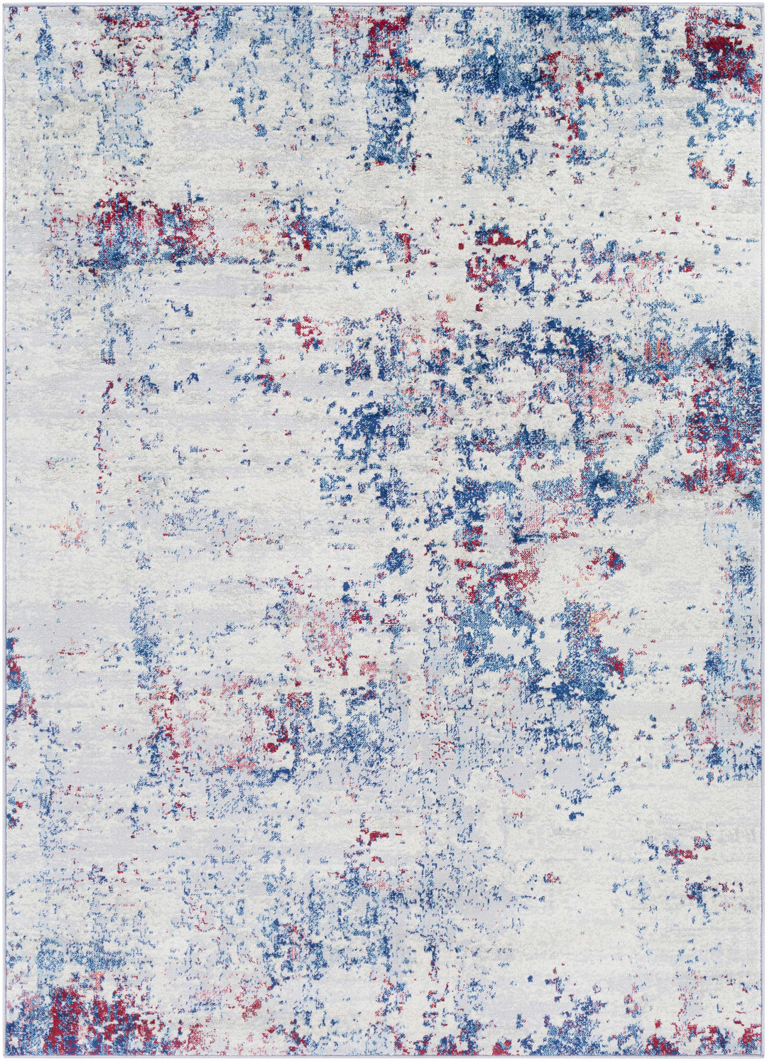 Bergvliet Modern Abstract Design Ivory And Blue Area Rug