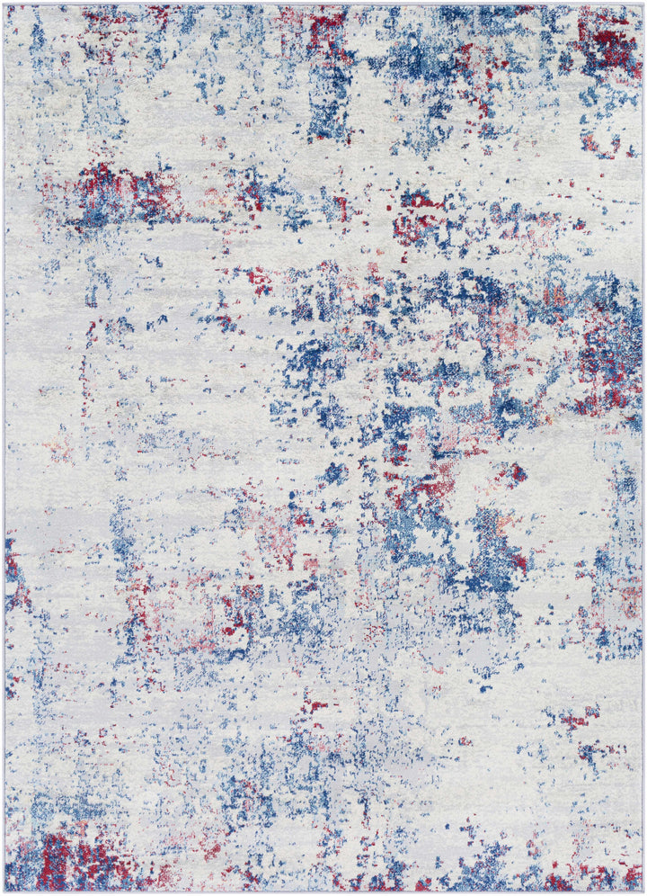 Bergvliet Modern Abstract Design Ivory And Blue Area Rug