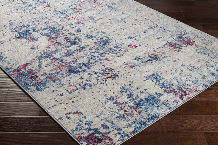 Bergvliet Modern Abstract Design Ivory And Blue Area Rug