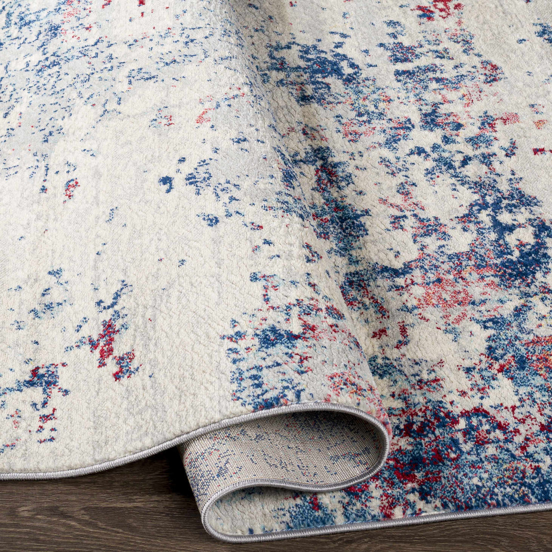 Bergvliet Modern Abstract Design Ivory And Blue Area Rug