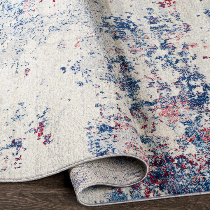 Bergvliet Modern Abstract Design Ivory And Blue Area Rug